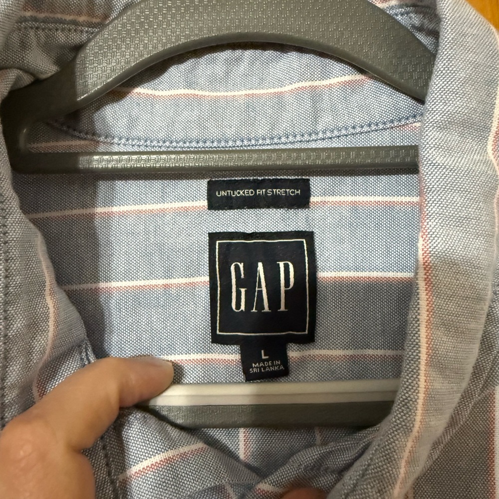 GAP Light Blue Striped Casual Shirt size Large - Picture 3 of 6